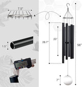 Extra Large Wind Chimes for Outside Deep Tone - 58'' Wind Chimes Outdoor Clearance, Deep Tone Chimes, Windchimes Outdoors, Memorial Wind Spinner, Sympathy Gift, Home Décor (Black)