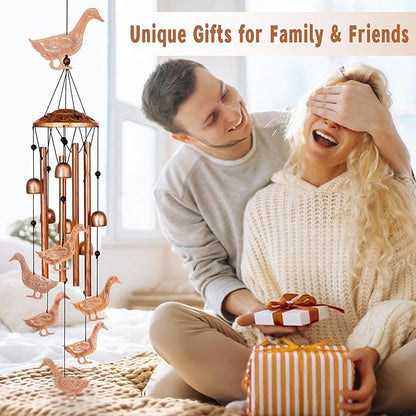 GDNSFIT Duck Wind Chimes for Outside, Metal Windchimes Outdoors, Duck Gifts for Women/Men, Memorial/Birthday Gifts, Garden Decor for Outside, Patio or Yard, Durable Chimes for Outdoors