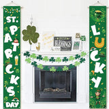 St Patricks Day Porch Decorations - Saint Shamrock Porch Sign Leprechaun Decor - Hanging Banners Decorations for Front Door Outside Yard Garden Party Supplies