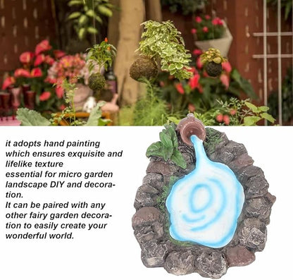 Fairy Garden Rock Pond 6.5in Long Hand Painted Lifelike Durable Resin Miniature Pond for Home Micro Landscape Decoration Miniature Garden Accessories