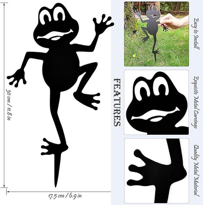 Tipmant Metal Iron Art Decoration Animal Silhouette Decorative Stakes Statues Ornament Crafts for Outdoor Gardens, Yard, Courtyards, Parks, Lawns, Potted Plants, Patio (3 Frogs)