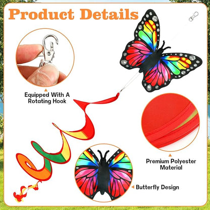 NOVWANG 2 Pack Rainbow Wind Spinners Outdoor, Butterfly Garden Wind Hanging Streamers Decor with Rotating Hook Ribbon Windsock for Patio Yard and Pride Month Celebration Decoration