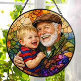 Personalized Grandma Stained Glass Sun Catcher, Custom Photo Window Hanging, Personalized Stained Glass, Gift for Grandma, Grandparents, Christmas, Birthday, Keepsake, Christmas Ornament, P3