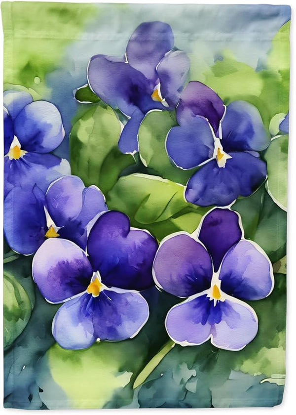 Caroline's Treasures Rhode Island Violets in Watercolor Garden Flag Mailbox Flag Decorative Yard Flag Banner Outside Patio Artwork Yard Flower Beds, Garden Size, Multicolor