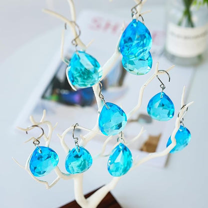 H&D HYALINE & DORA 10pcs Bauhinia Crystal Suncatcher Prisms Chandelier Beads Replacement 38mm Hanging Crystals Ornament Pendant for Window Wedding Party Decor,Lake Blue