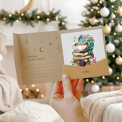 Book Dragon Floral Teacup Acrylic Suncatcher, Bookish Suncatchers for Window Hanging Ornament, Art Garden Decor for Book Lover Reader Bookworm, Gifts for Mother's Day, Mom, Grandma, Wife, Women, Nana
