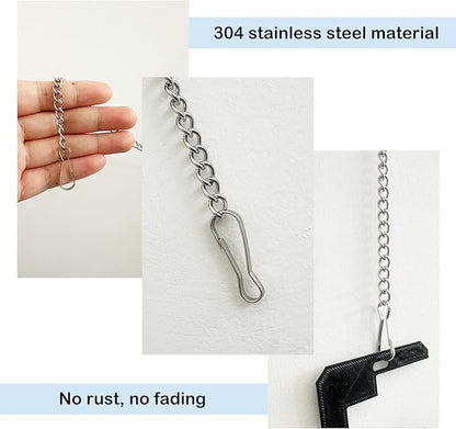 12 Pcs 20 Inch Stained Glass Window Hanging Chain - Silver 304 Stainless Steel, Window Art Decor, Patio Garden Outdoor Decorative Hanging Glass Panels Chains