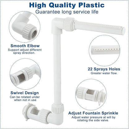 Pool Fountain for Inground Swimming Pool Adjustable Pool Fountains for Above Ground Pools Waterfall Fountain Kit Water Fun Sprinklers Fits Most 1.5" Above Inground Pools Threaded Return Jets