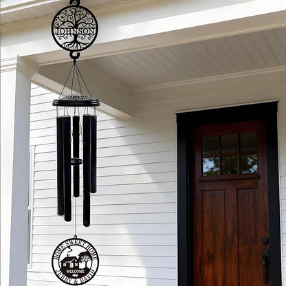 Personalized House Warming Gifts New Home, 37" Black Wind Chimes Housewarming Gifts, New Home Gift Ideas for Women Men Homeowners Couples Family Friends,Outdoor Decor for Patio,Garden,Yard
