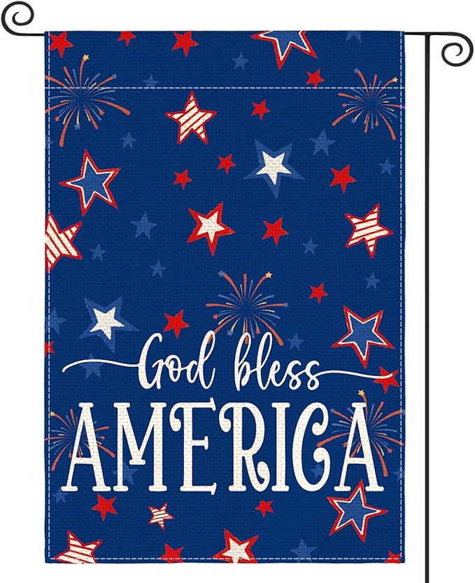 AVOIN colorlife God Bless America 4th of July Patriotic Garden Flag 12x18 Inch Double Sided Outside, Stars and Stripes Yard Outdoor Decoration