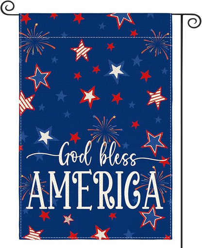 AVOIN colorlife God Bless America 4th of July Patriotic Garden Flag 12x18 Inch Double Sided Outside, Stars and Stripes Yard Outdoor Decoration