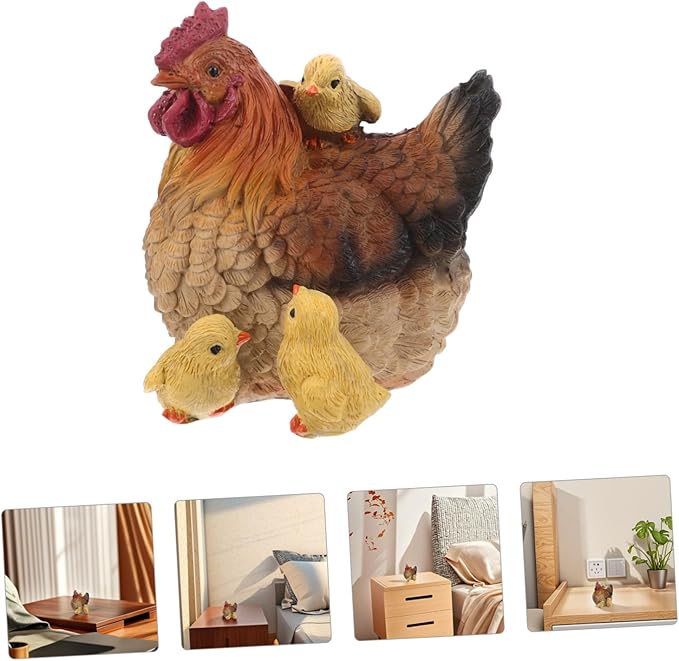 Hemoton Resin Hen Statue for Garden 4.9 Inch Realistic Farm Chicken Ornament Weatherproof Outdoor Decor for Lawn Patio