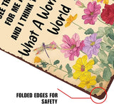XIULUAN Vintage Garden Art Metal Signs Home Flowers Wall Decoration Easter Decor What A Wonderful World Sign 12x8 Inches, Yellow