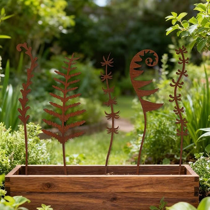 Penitue 5pcs Metal Flowers for Outside, Rustic Decorative Garden Stakes Weather-Resistant Metal Flowers Garden Decor for Yard Art Flower Bed Plant Stakes Lawn Pathway Decorations(Style 2)