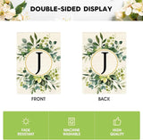 AVOIN colorlife Monogram Letter J Floral Garden Flag 12x18 Inch Double Sided Outside, Family Last Name Initial Yard Outdoor Decoration