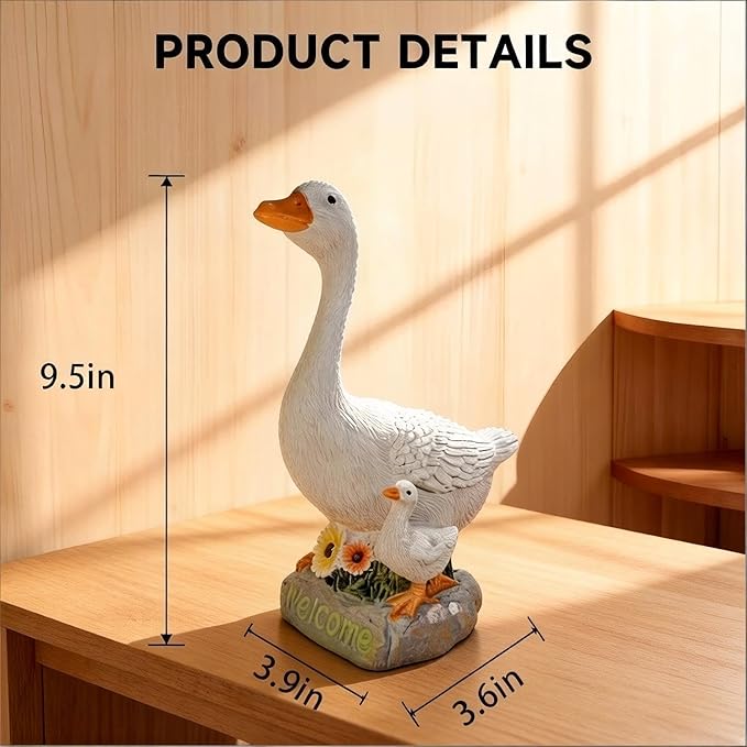 Outdoor Goose Statue, 9.5 Inch Goose Figurines Garden Statues & Sculpture for Patio, Porch and Lawn, Memorial Stone and Gifts for Goose Lover