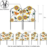 hogardeck Garden Decor for Outside, Set of 2 Metal Fence Decorative Garden Stakes with Flowers for Sunflower Decor, Yard Signs for Outdoor Patio Lawn Backyard Porch