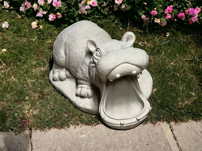 Concrete Tropical Hippo Statue Outdoor Garden Art