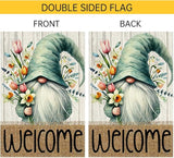 Welcome Spring Garden Flag 12x18 inch Burlap Double Sided Gnome Colorful Floral Small Summer Garden Flags Decorations For Outside Yard Home Outdoor Patio Lawn Decor