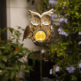 Go2garden Solar Lights Outdoor Owl Garden Gifts Mom Metal Stakes Lights for Lawn Ornaments, Yard Art, Pathway Decorations,Birthday Mothers' Day Gift for Grandma Wife (Bronze)