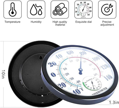 Indoor Outdoor Thermometer Hygrometer - Waterproof Hanging Wall Thermometer Decorative Outdoor Thermometer Large Numbers, No Battery Needed Outdoor Thermometers for Patio
