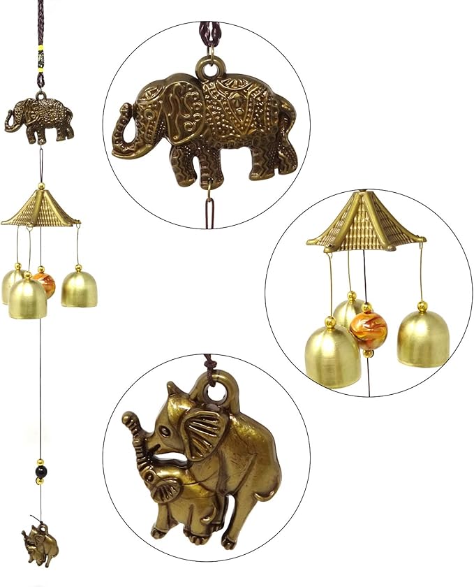 Honbay Vintage Feng Shui Wind Bell Lucky Wind Chime for Home or Garden Decoration (Elephant)