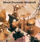 Handmade Metal Drummer Windmill – Wind-Powered Yard Art Sculpture, Garden Decor for Lawn, Patio, or Courtyard – Outdoor Percussionist Figurine Gift（Drummer-B）