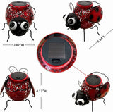 Teaeeno Ladybug Solar Lantern Pattern Light, Hanging Waterproof LED Solar Lights Outdoor Decorative,Sun-Powered Tabletop Lanterns,Metal Solar-Powered Lantern Outdoor