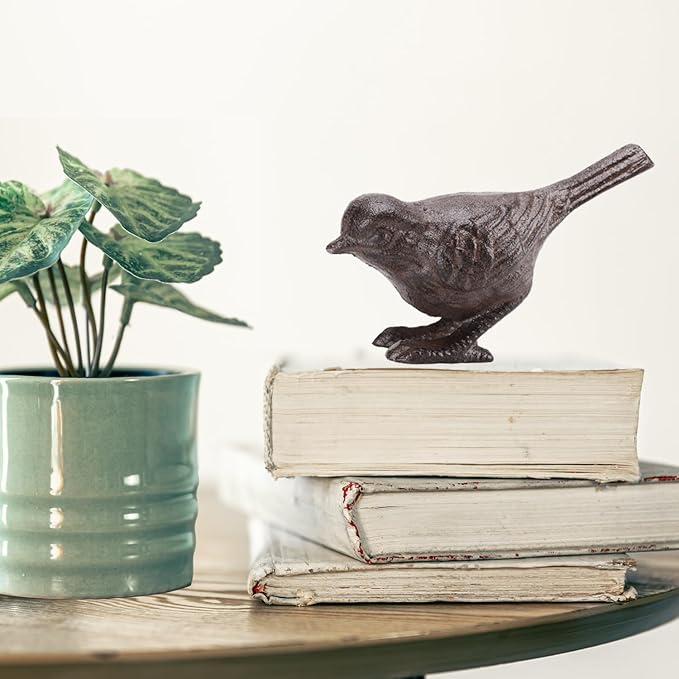 Cast Iron Bird Sculpture Bird Statue Tabletop Decor Figurines, Creative Animal Statues Indoor Outdoor Garden Home Decoration