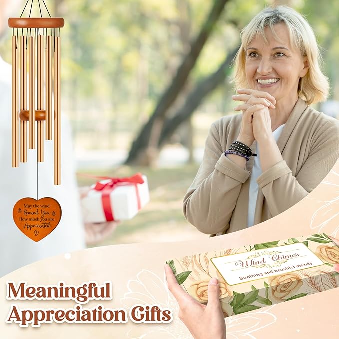 Thank You Gifts for Women, Thank You Gifts Wind Chimes - with Gratitude Message, Thanksgiving Appreciation Gift for Boss, Teacher, Coworkers, Employee, Nurse, Pastor, Mentor, Doctor, Friend