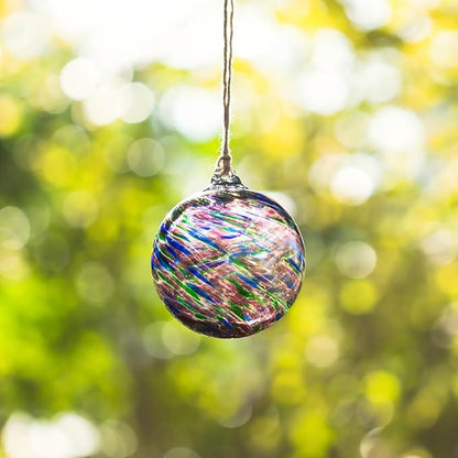 4”Christmas Balls, Gazing Balls Hanging Witch Balls, Hand-Blown Glass Ball Christmas Ornament for Window Outdoor Home Decor, Christmas Tree Decoration, Gifts for Women (Purple