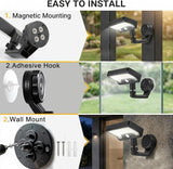Magnetic Solar Lights Outdoor with Motion Sensor, 3CCT Solar Fence Lights Outdoor with 92 LEDs, 3 Modes, Magnetic & Adhesive Mount, IP65 Waterproof Security Lights for Wall Patio Deck(2 Pack,Black)