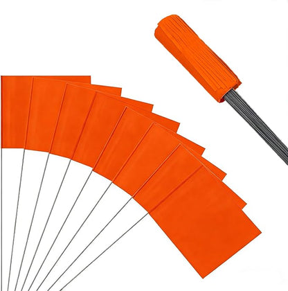 50Pack Orange Marking Flags, JIZHGRAD 15x4x5 Inch Marker Flags Use for Yard & Lawn, Boundary & Dog Training, Survey & Landscape, Sprinkler & Surveyor, Garden & Construction, High Visibility, Sturdy, Versatile, UV & Weather Resistant