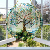Stained Glass Window Hanging,Paint Tree of Life Suncatcher, Stained Glass Ornament, Suncatchers for Windows Hanging, Window Decor, Outdoor or Indoor, Gifts for Women, Bestie, Friends