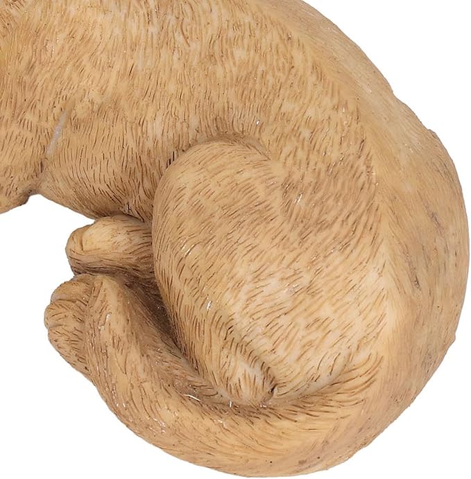 Hapivida Dog Garden Statue, 5.5in Mini Puppy Garden Memorial Stone Sleeping Dog Statue Decor Outdoor Resin Realistics Sculptures Gift Yellow