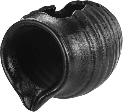 M METERXITY Ceramic Garden Fountain Spitter, Clay Pot Ecological Tank for Pond/Backyard Water Feature/Cave Waterfall/Landscaping, DIY Water Flow Jar Hydroponic Vase [5.5in, Matte Black]