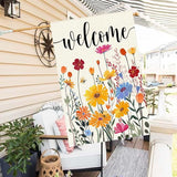 Spring Summer House Flag 28x40 Inch Double Sided Outside Welcome Wildflower Daisy Floral Outdoor Seasonal Decorative Large Garden Flag Decor 1-28