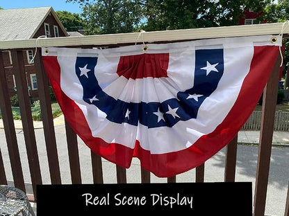 1.5x3 Ft American flags Bunting Flag outdoor - Half Fan Banner Pleated Patriotic Polyester USA Flag for 4th of July Decorations 8-pack