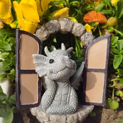 YWHWXB Garden Dragon Resin Sculpture,Lovely Outdoor Sculpture Ornaments,Garden Dragon Decor Statue for Home Patio Courtyard Lawn Decoration
