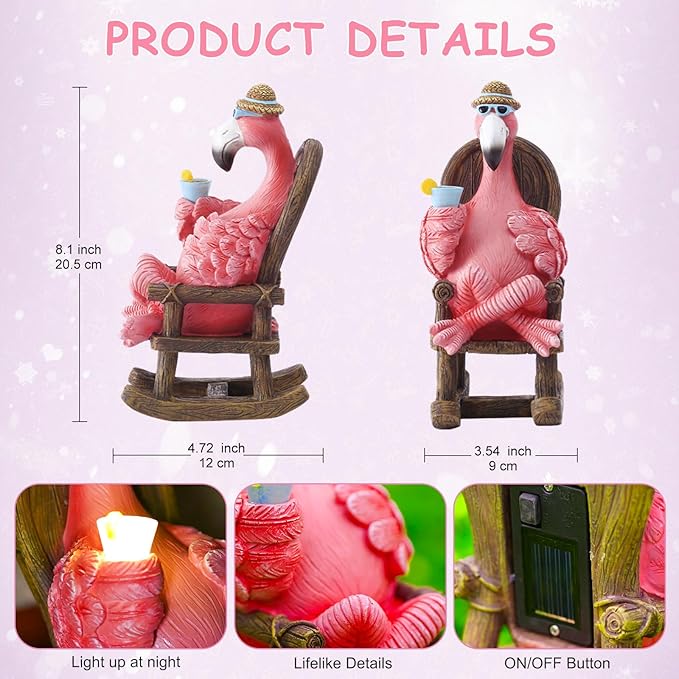 Flamingo Statue for Outdoor Garden Statue - Resin Flamingo Fairy Garden Decor - Suitable for Home Desk Garden Lawn Patio Porch Decor, Unique Gifts for Mom Grandma (8.1 inch)