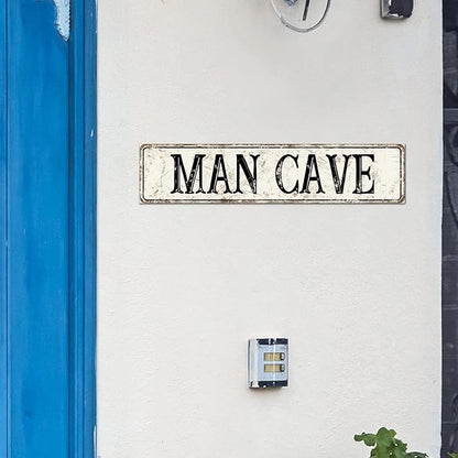 Madcolitote Personalized Man Cave Street Sign Vintage Man Cave Wood Signs Wall Decorations for Living Room Rustic Wall Art Home Decor for Home Man Cave Door Porch Garden Party 4x18in