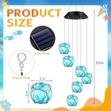 Wonderjune Solar Wind Chimes Nautical Ball Beach Theme Lights Outdoor Mobile Wind Chime LED Light for Garden Patio Yard Porch Decoration Gifts (Blue)