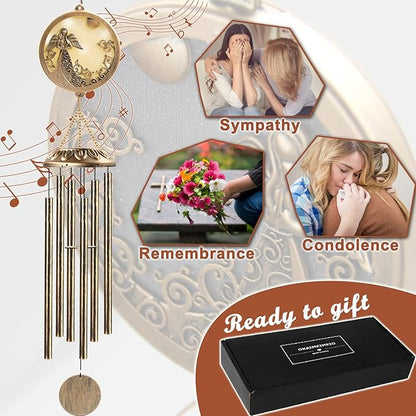 Wind Chimes, Solar Angel Wind Chimes Deep Tone, Memorial Gift for Mom/Grandma/Women, Windchimes Outdoor Clearance, Mother Garden/Patio/Yard Decor