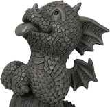 Ebros Whimsical Garden Dragon Begging for Attention Statue 10.25" H Cute Baby Dragon Panting Faux Stone Resin Finish Figurine Dungeons and Dragons Mythical Fantasy Sculpture Guest Greeter Home Decor