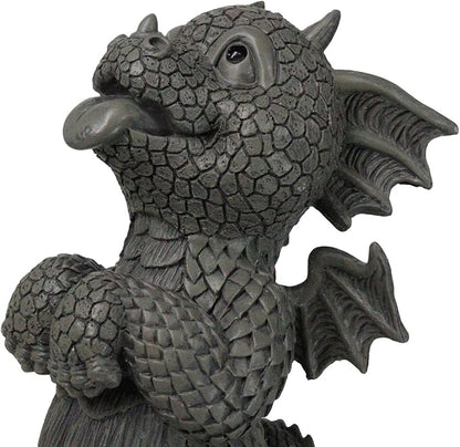 Ebros Whimsical Garden Dragon Begging for Attention Statue 10.25" H Cute Baby Dragon Panting Faux Stone Resin Finish Figurine Dungeons and Dragons Mythical Fantasy Sculpture Guest Greeter Home Decor