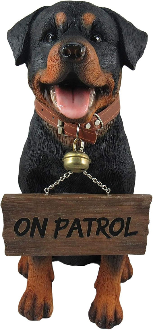 Guardian of Love - Buddy Rottweiler Welcome Statue with Reversible Sign, Decorative Dog Figurine for Indoor or Outdoor Use, Ideal for Garden, Patio, Entryway, Porch, and Dog Lover Home Decor