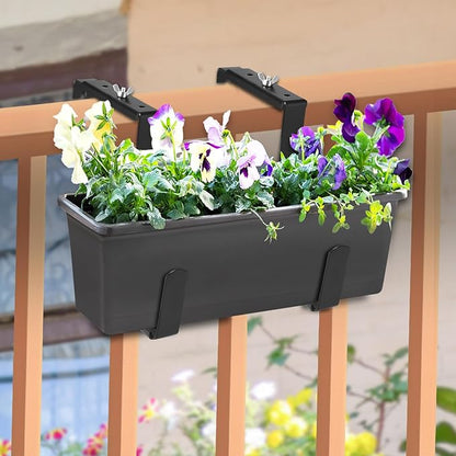 VIVIKEN Planter Box Brackets, Adjustable Flower Brackets for Deck Railing, No Drill Window Bracket for Outdoor Planters-4 Pack