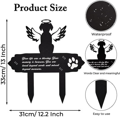 Dog Cemetery Decorations for Grave Metal Grave Garden Decorations Waterproof Memorial Dog Angel Wings Stakes