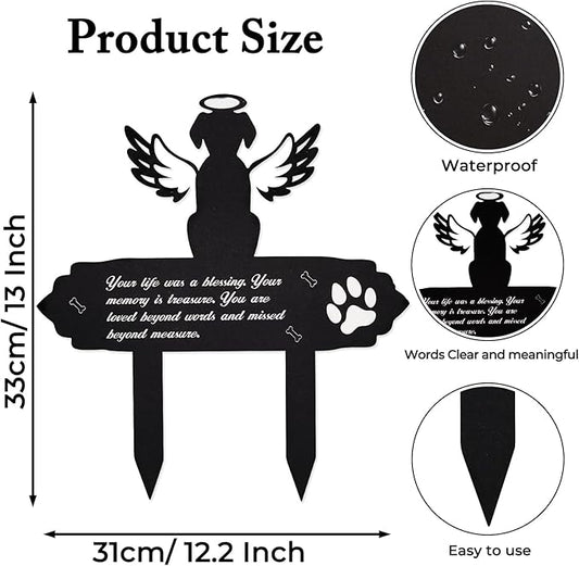 Dog Cemetery Decorations for Grave Metal Grave Garden Decorations Waterproof Memorial Dog Angel Wings Stakes