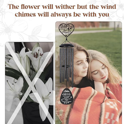 Memorial Gifts for Loss of Sister, Prayer Angel Sympathy Wind Chimes, Loss of Sister Sympathy Gift - A Gift to Express Condolence, Bereavement, Comfort, Remembrance and Healing